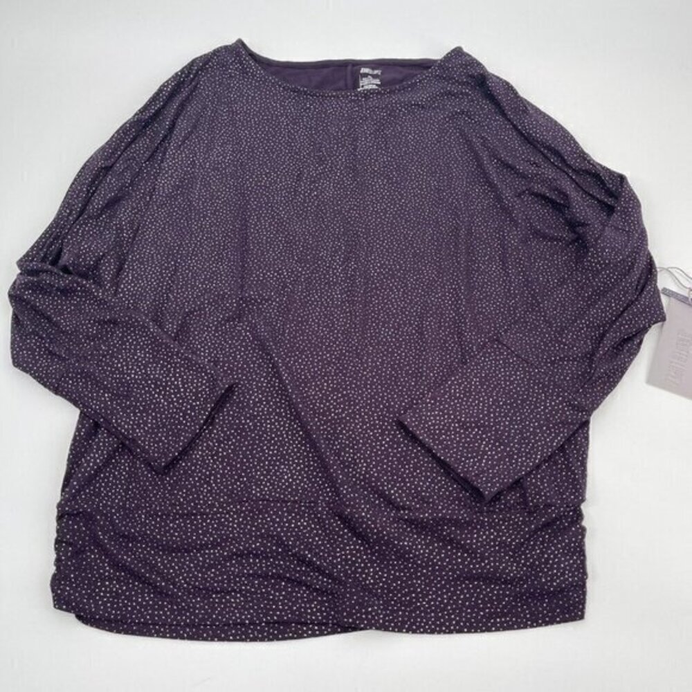 Jennifer Lopez Top Large Petite Womens Purple Metallic Silver Casual Sparkle New